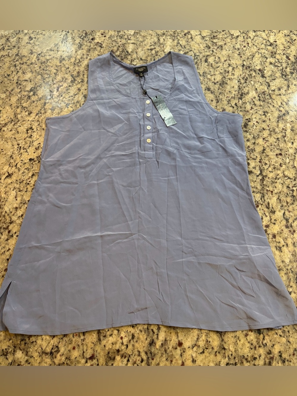 Talbots Dusty Blue Sleeveless 100% Silk Tank Top